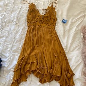 Mustard yellow free people dress